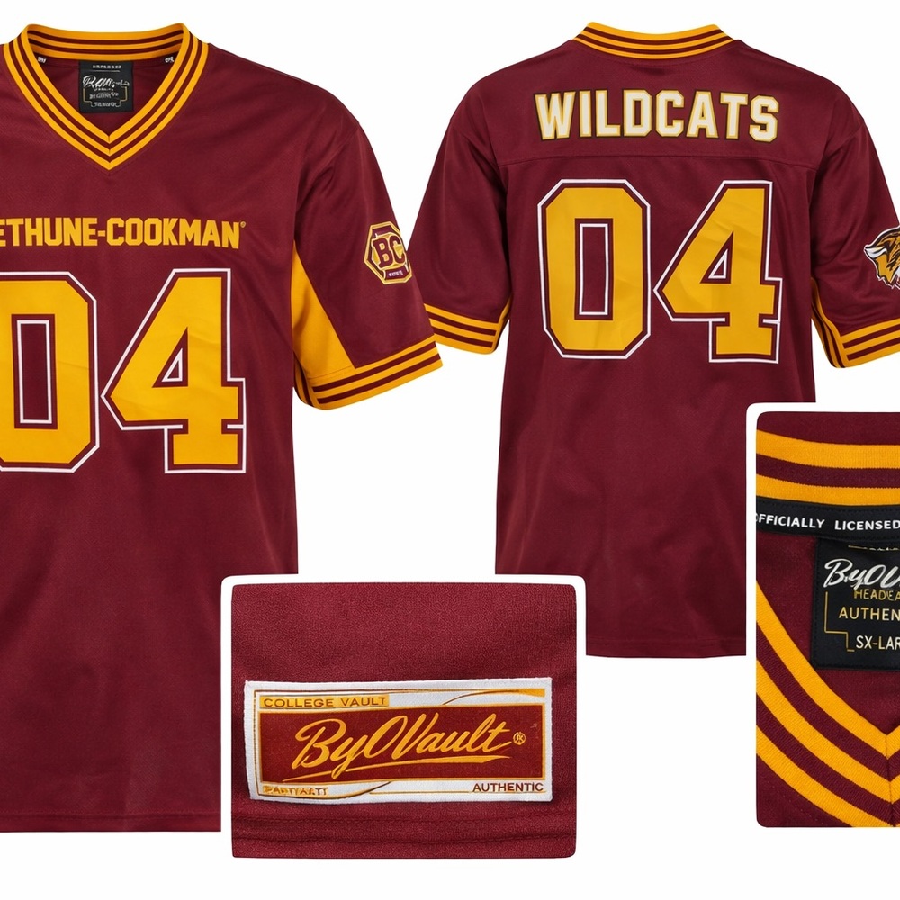 Bethune Cookman Wildcats #04 Football‎ Jersey Big & Tall 3XL Maroon Yellow NCAA